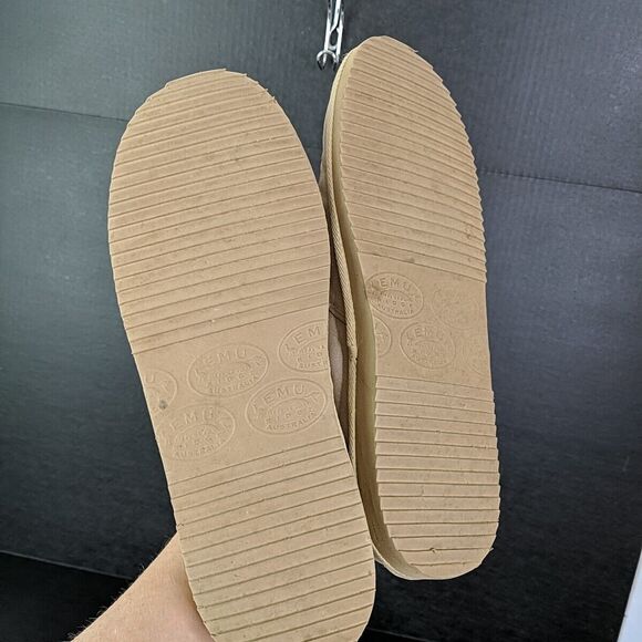 Emu Ridge Australia Suede Slippers Beige Tan Wool Lining Men Size 13 House Shoes - Picture 5 of 9